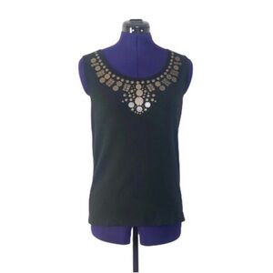 Michael Michael Kors Black Gold Beaded Top